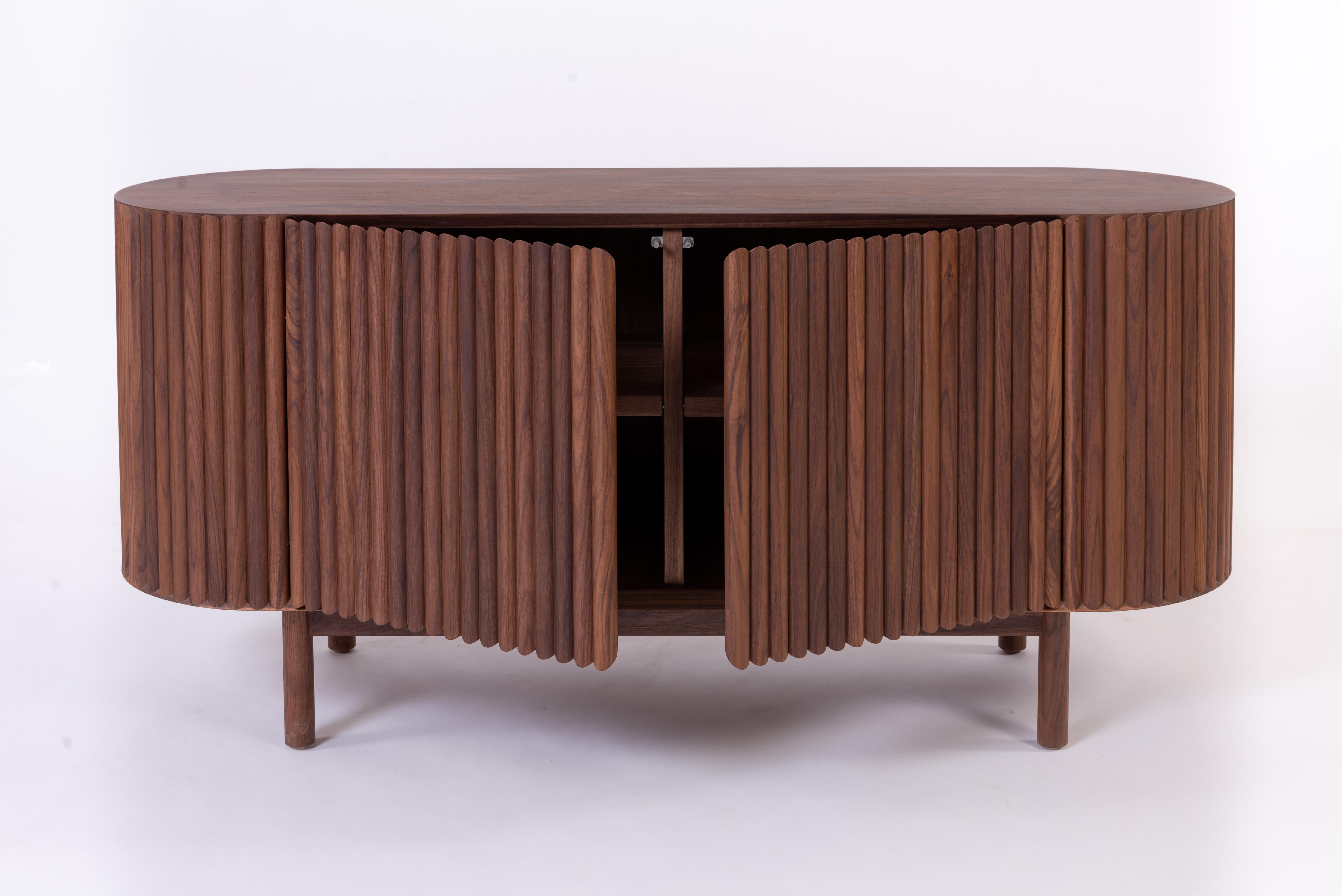 Minimalist RIMA Credenza, Solid Walnut Wood For Sale