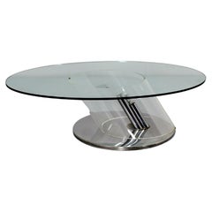 Rima Desio mod. "Ipomea" Glass and Steel Coffee Table with spot lights 70s Italy