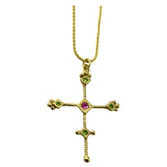 RIMA Jewels 18k Gold Byzantine Ojo de Dios Cross Necklace