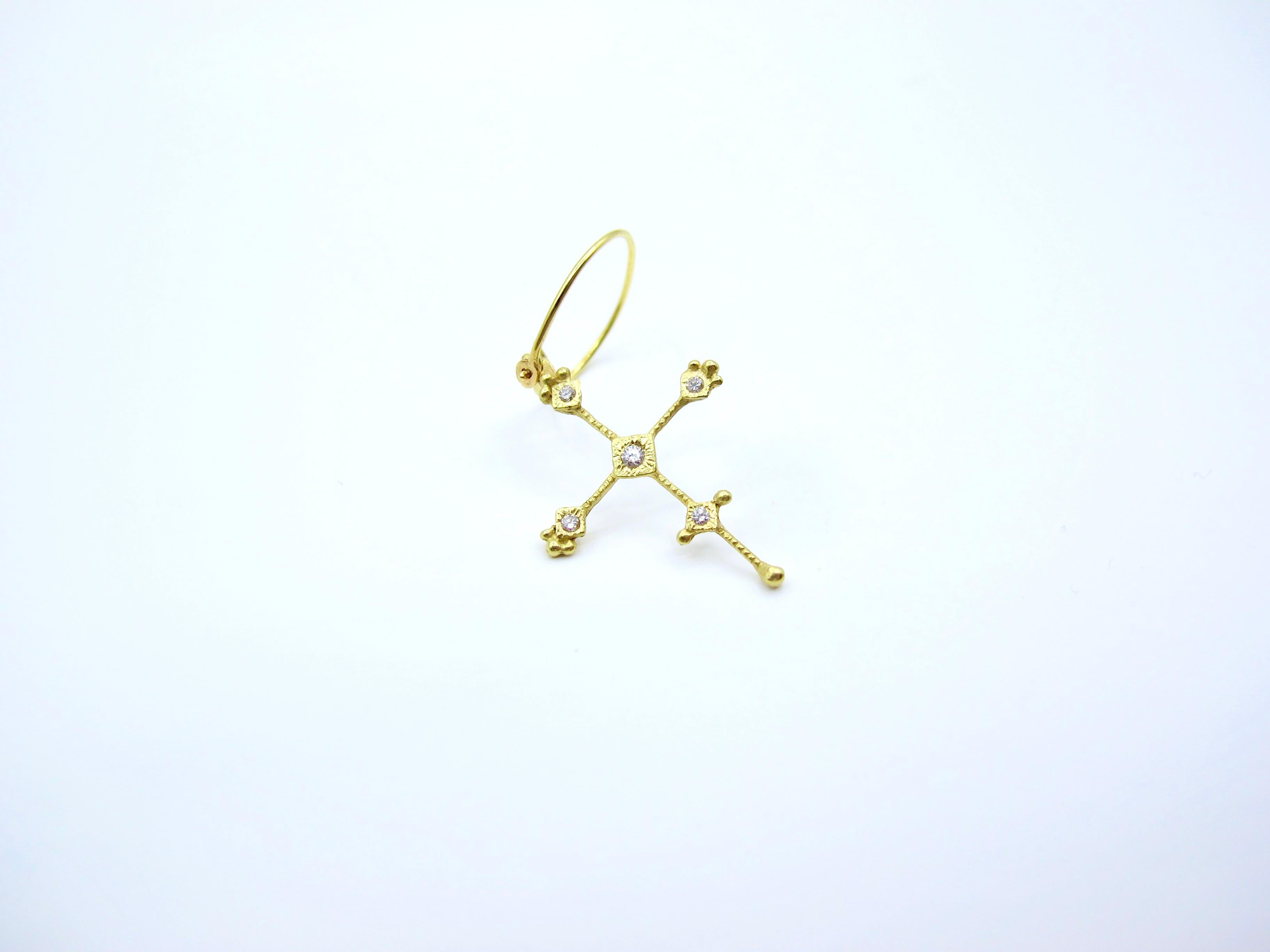 Rima Jewels brings you this popular and impossibly dainty cross. Entirely hand fabricated in Rocío Inès' Manhattan studio she's married an array of design influences and techniques including the colorful Ojo de Dios crosses of the Huichol peoples of