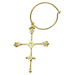 RIMA JEWELS Boucles d'oreilles croix Ojo de Dios en or jaune 18 carats