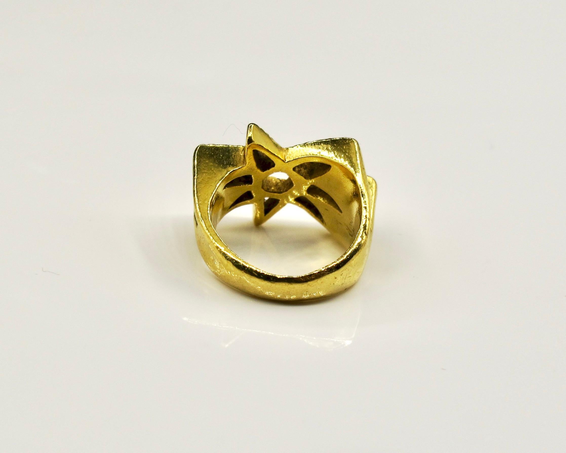 For Sale:  RIMA JEWELS 22k Gold Alchemical Seven Pointed Star Ring 4