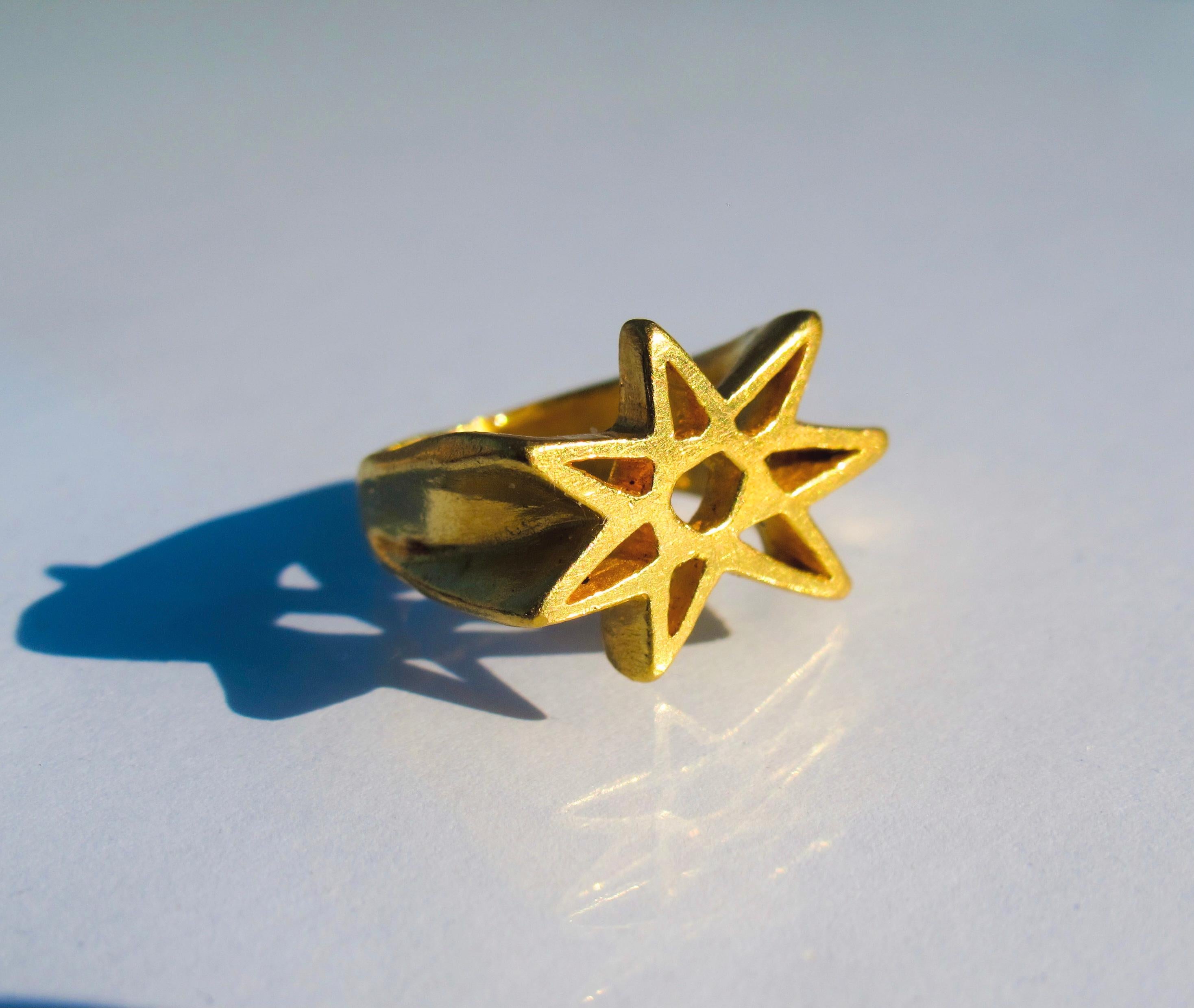 For Sale:  RIMA JEWELS 22k Gold Alchemical Seven Pointed Star Ring 6