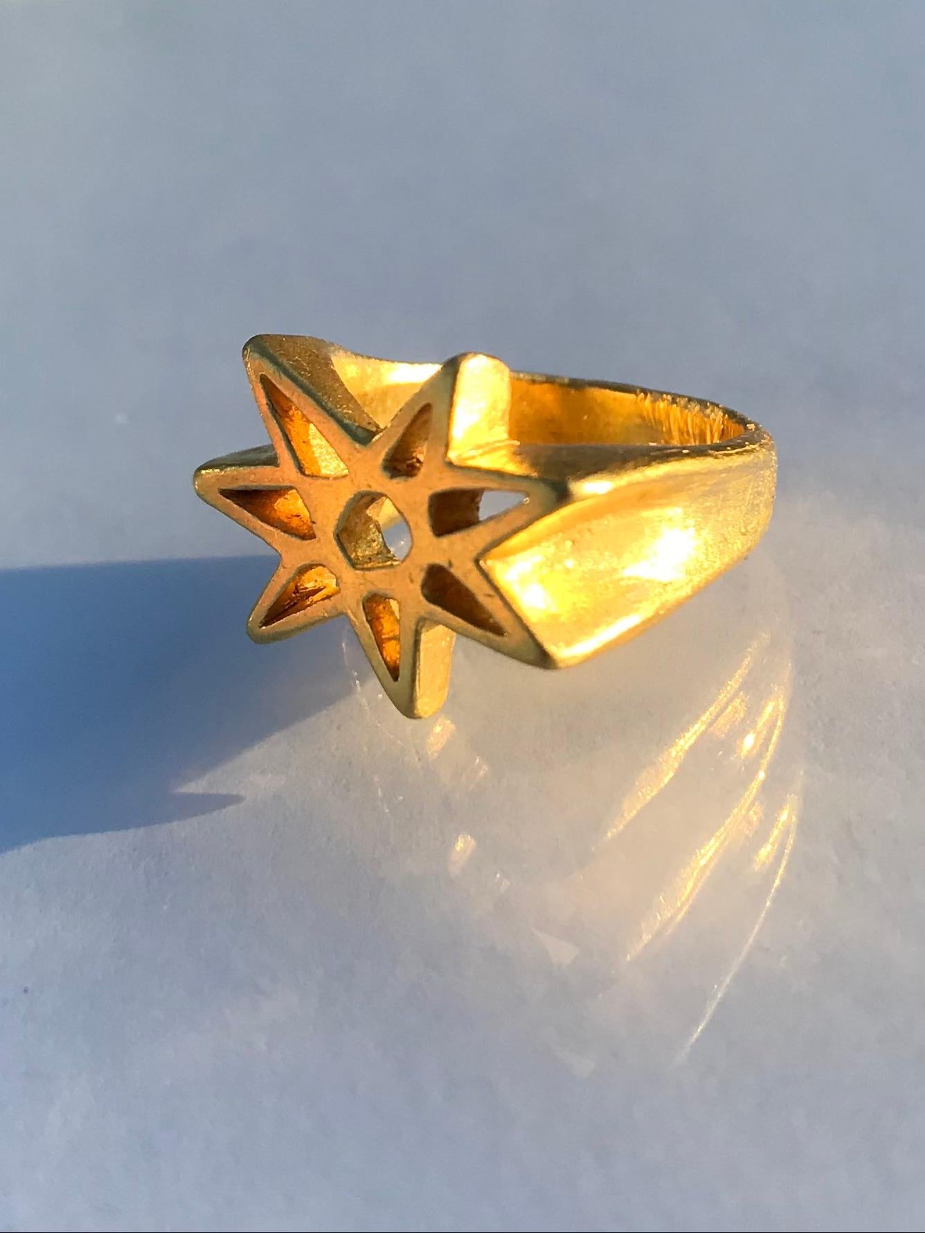 For Sale:  RIMA JEWELS 22k Gold Alchemical Seven Pointed Star Ring 7