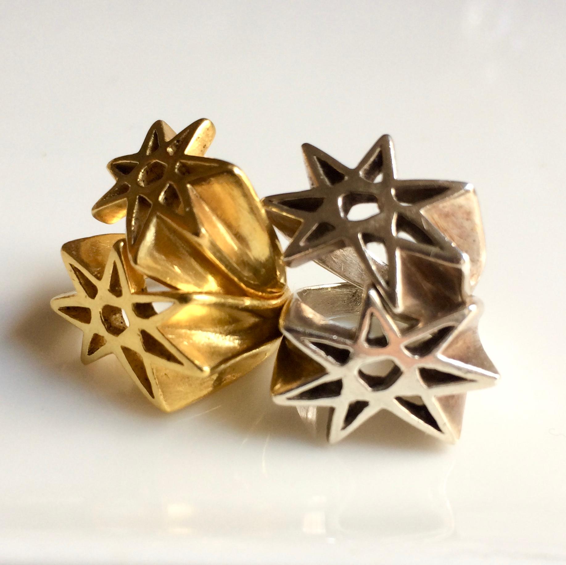 For Sale:  RIMA JEWELS 22k Gold Alchemical Seven Pointed Star Ring 9