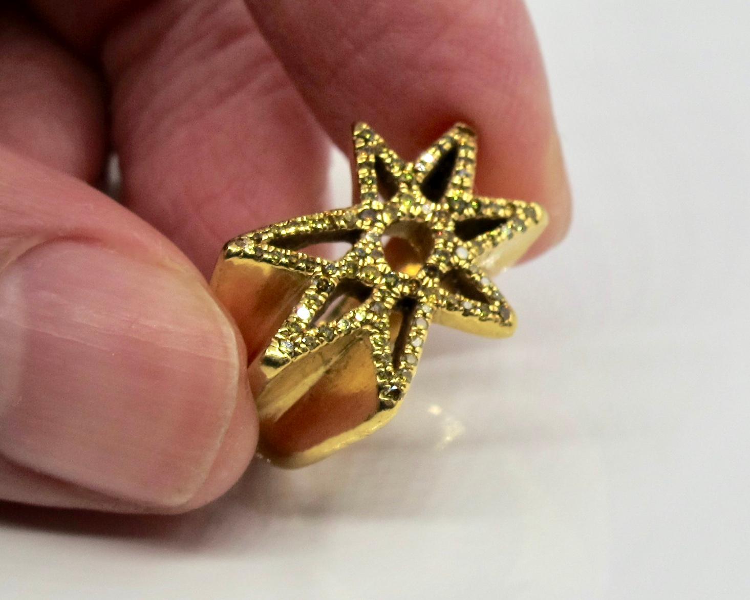 For Sale:  RIMA Jewels 22k Gold and Fancy Yellow Diamond Pavé Shooting Star Ring 4