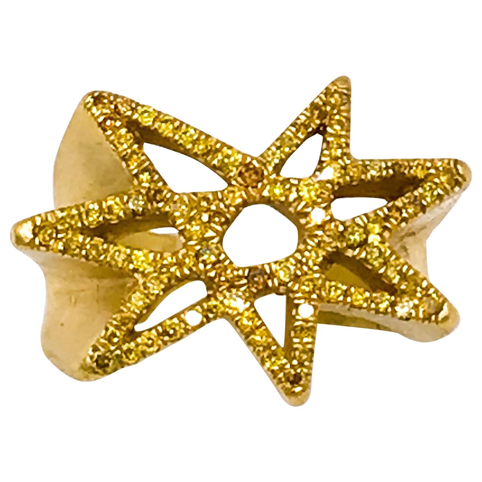 RIMA Jewels 22k Gold und ausgefallener gelber Diamant Pavé Sternschnuppen-Ring