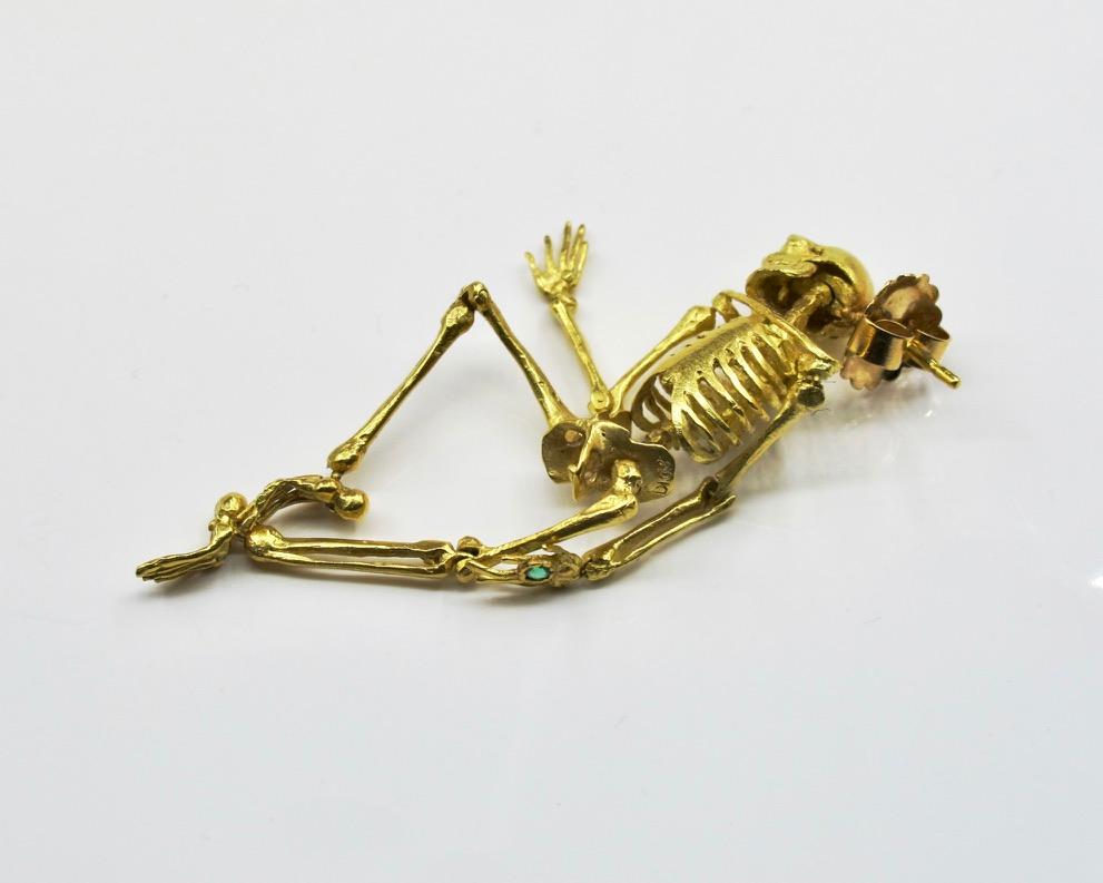 Taille brillant RIMA JEWELS Boucles d'oreilles squelette entièrement articulées en or massif 20 carats en vente