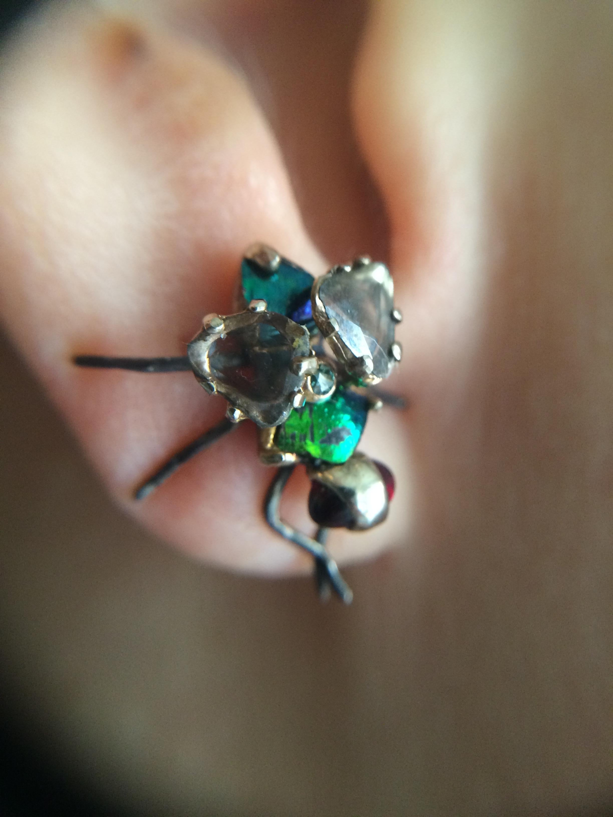 Artist RIMA Jewels Memento Mori Diamond Slice Hyperrealist Fly Stud Earring For Sale