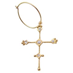 Used RIMA JEWELS Solid 18k Rose Gold Cross with Bright White Diamonds