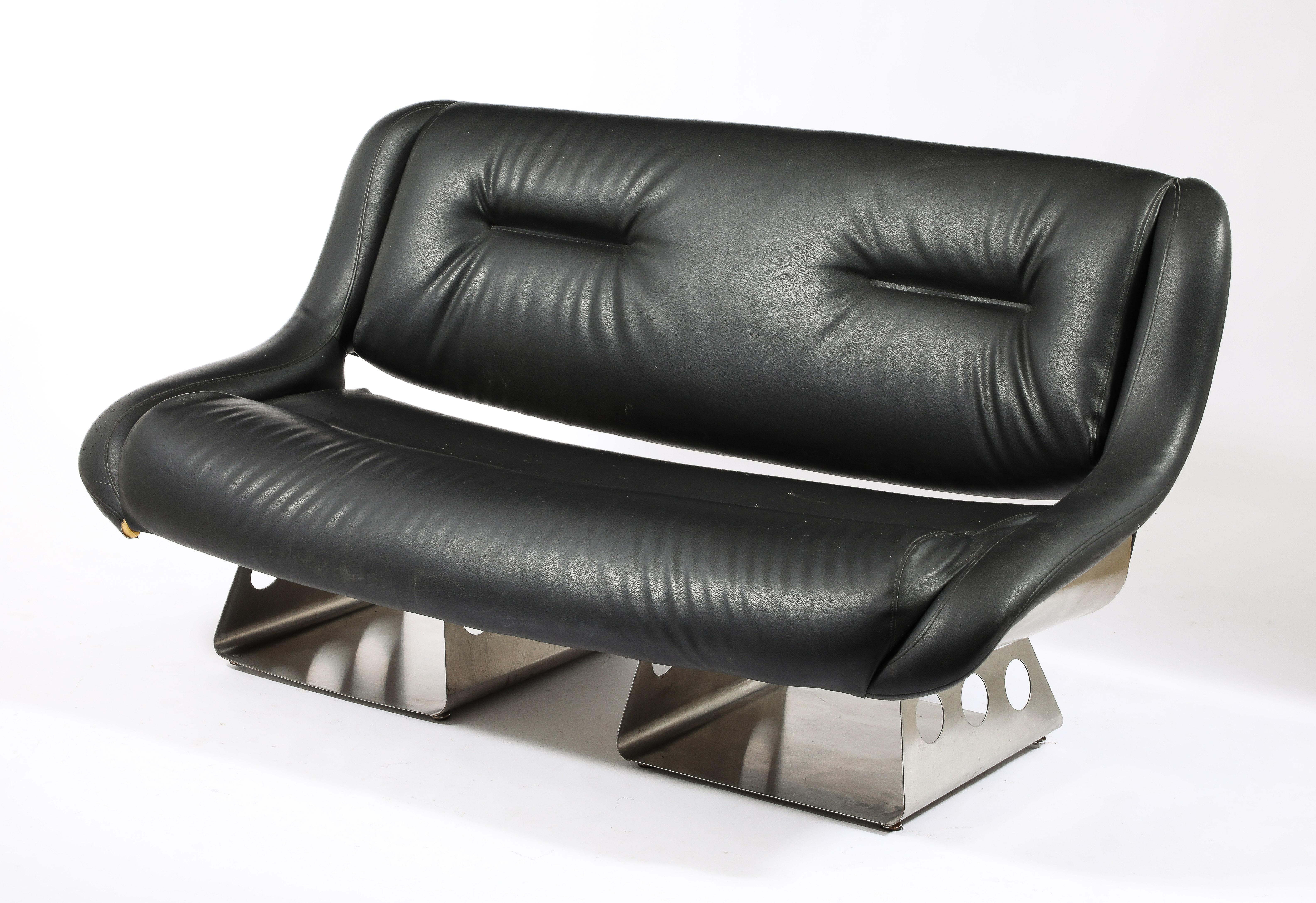 Italian Rima Stainless Steel Settee, Italy 1960's For Sale