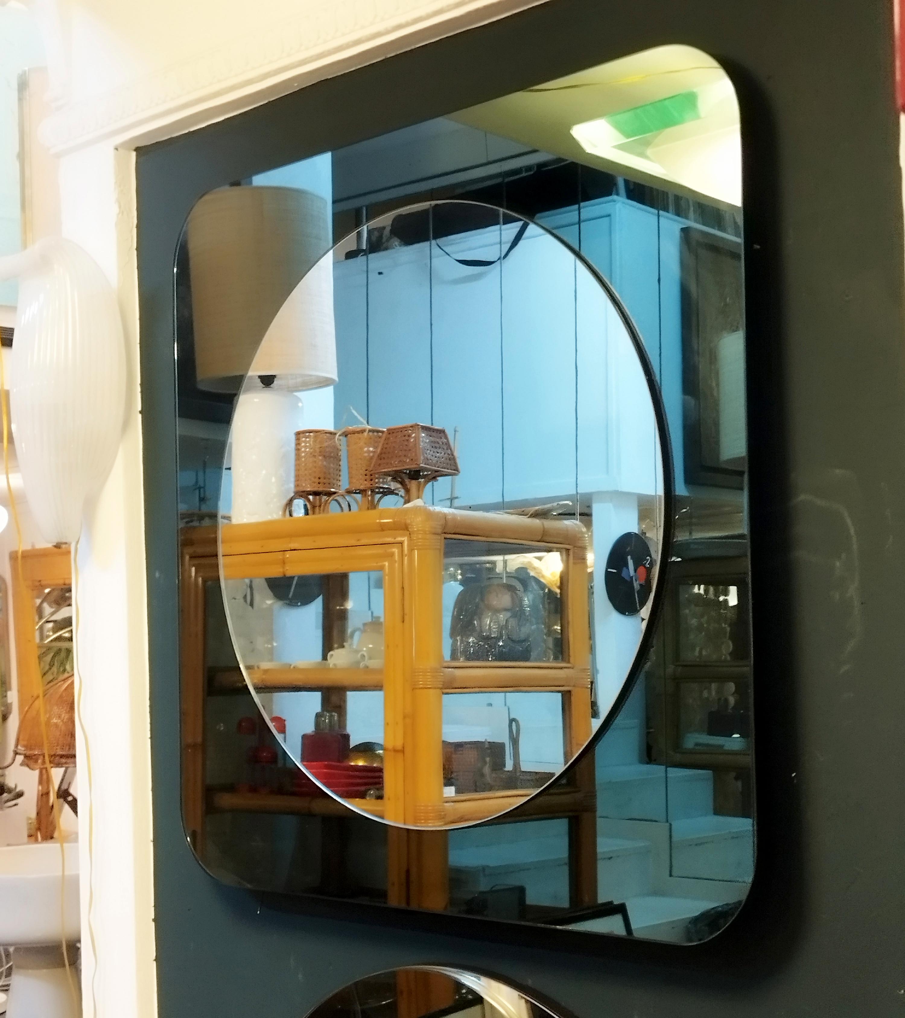 Italian Rimadesio Rare Square Wall Mirror, Italy 1970s
