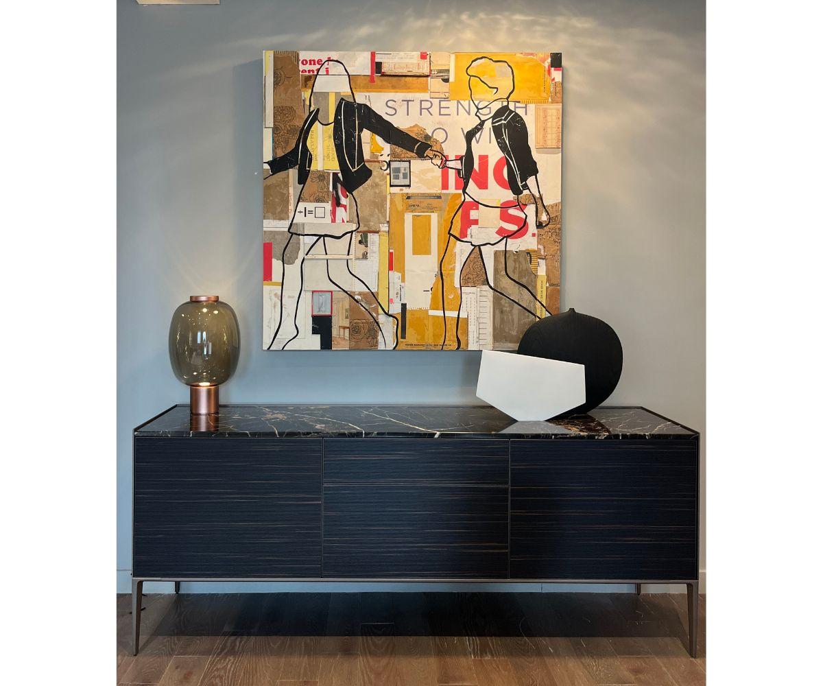 A simple and minimal design, perfect and pure lines, continuous surfaces: Self bold is the suspended modular system becoming a sideboard, expressing Rimadesio essential and contemporary design.

Top Finish: Crystal Grey Marble
Aluminium Toe
