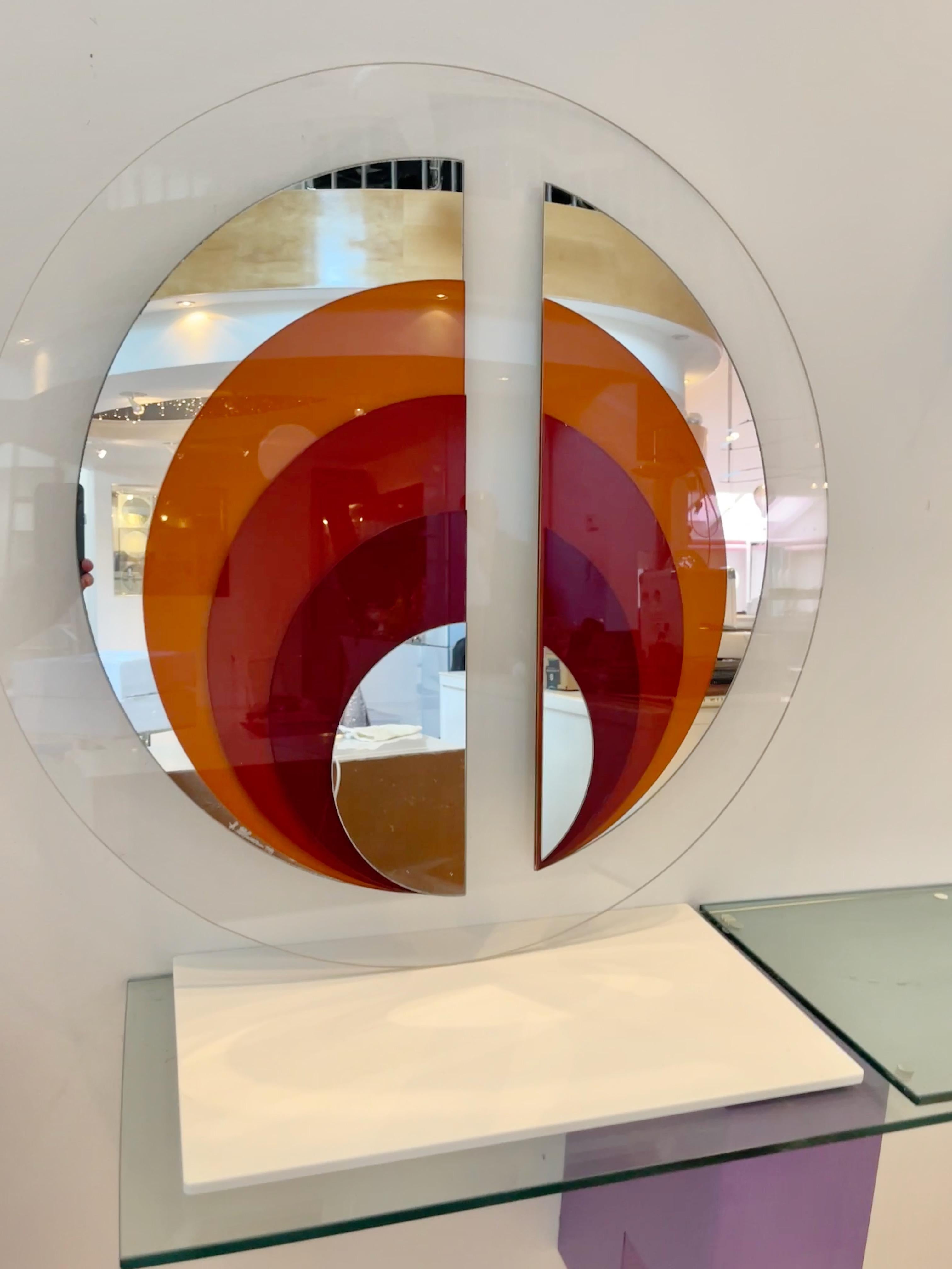 Rimadesio Style Space Age Mirror Signed S. Blaser '78 In Good Condition In Hanover, MA