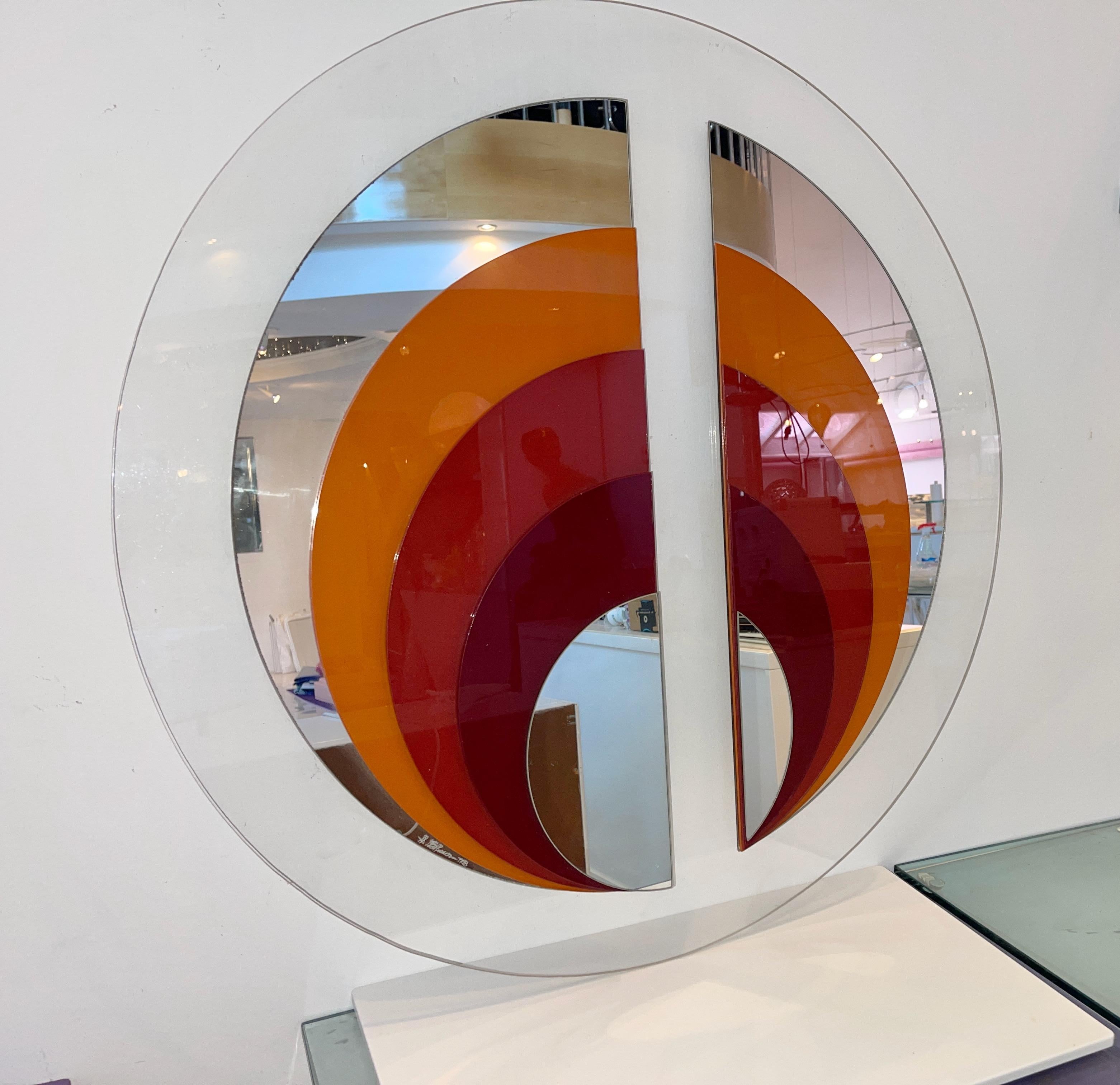 Late 20th Century Rimadesio Style Space Age Mirror Signed S. Blaser '78