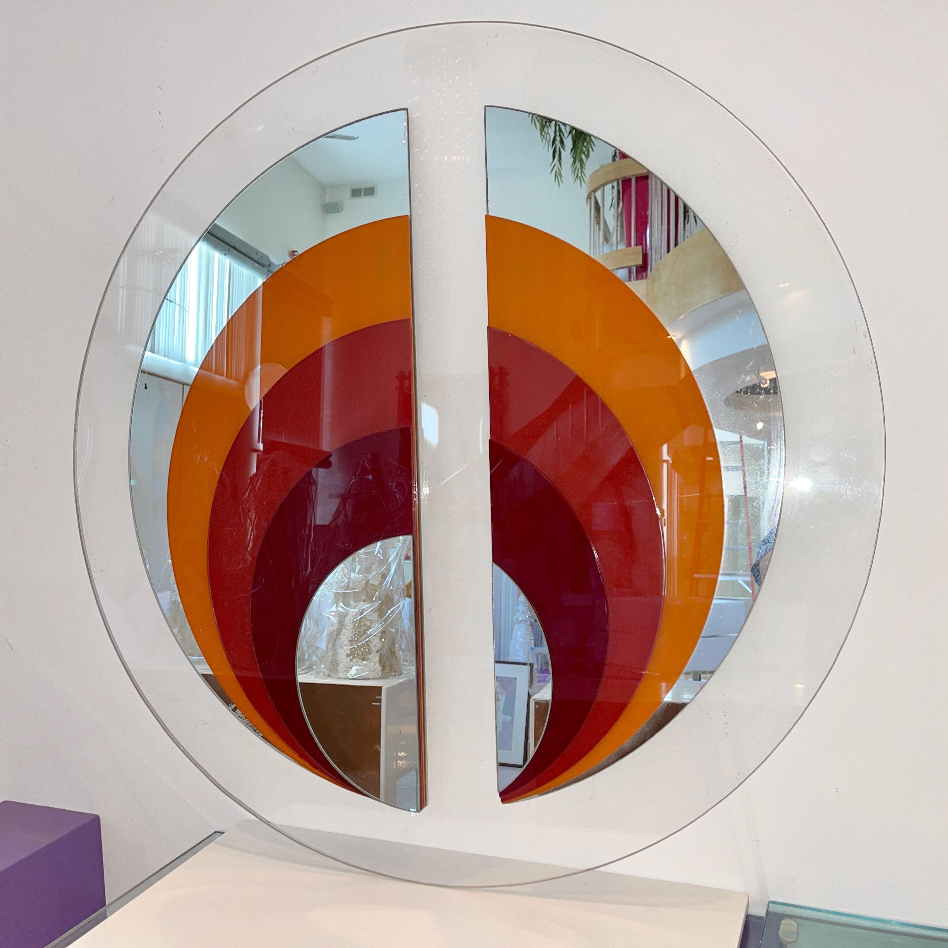 Rimadesio Style Space Age Mirror Signed S. Blaser '78 1