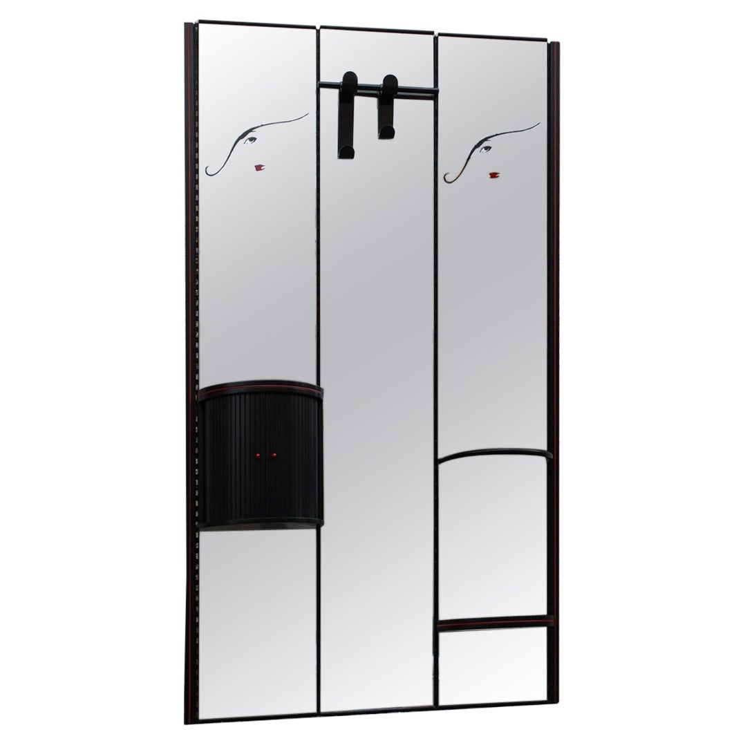 Rimadesio Wall Mirror Black Red Woman Lipstick Pop Art 1980s Lucio Del Pezzo