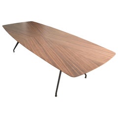 Rimadesio Walnut Wood Top Metal Leg Structure Iconic Manta Table