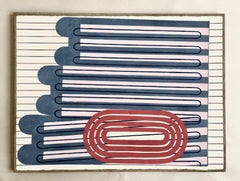 Pittura astratta, forme geometriche, colori vivaci su carta fatta a mano