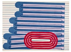 Abstract, geometric shapes, bright colors painting on handmade paper