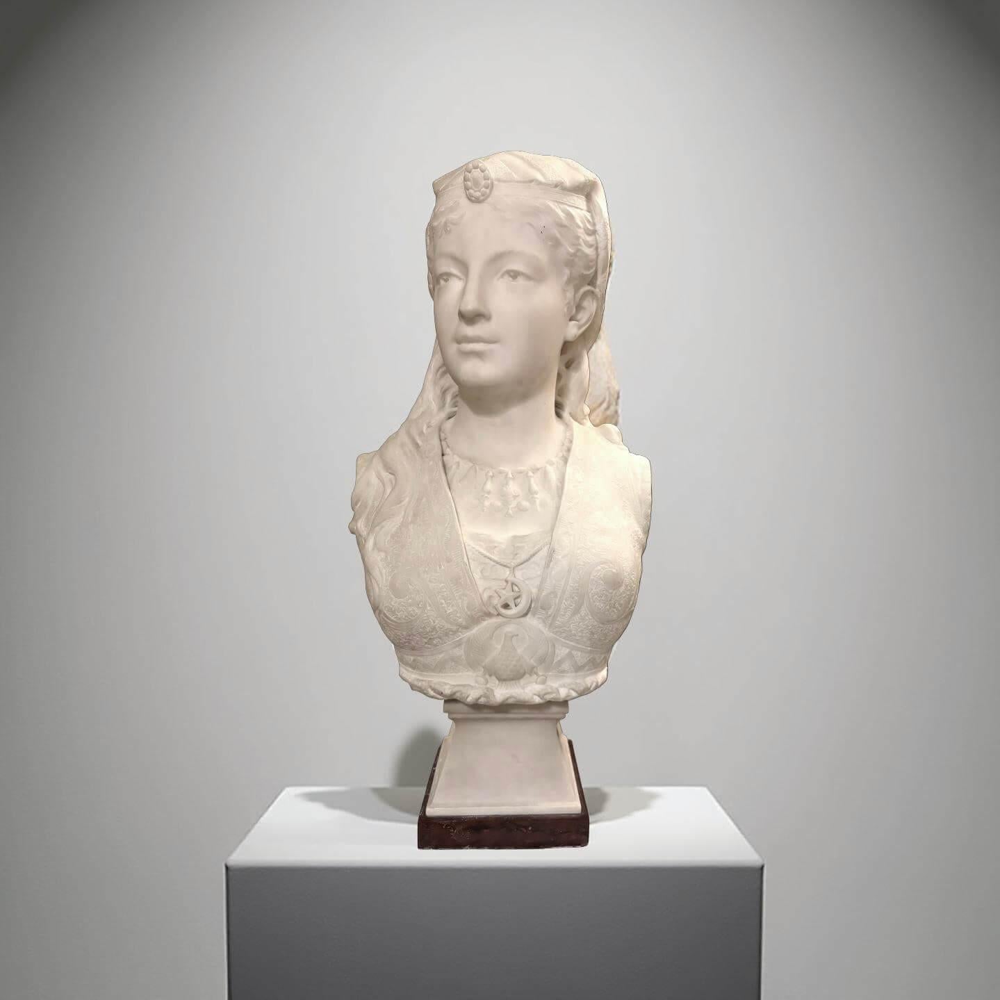 Grande Busto Orientalista in Marmo di Armida Scuola Francese XIX secolo Firmato - French School Sculpture by Rimbez Zacharie