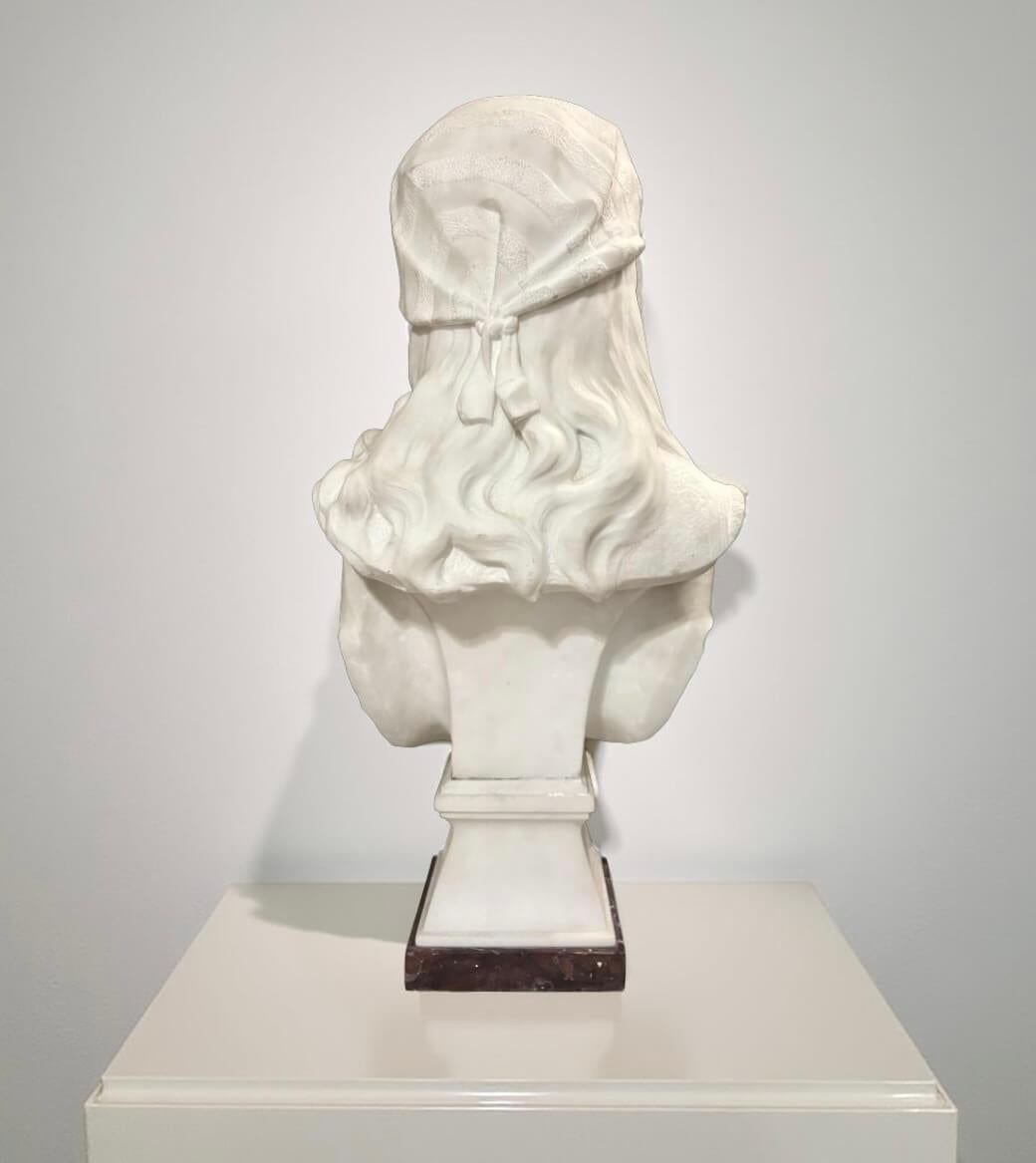 Grande Busto Orientalista in Marmo di Armida Scuola Francese XIX secolo Firmato - Black Figurative Sculpture by Rimbez Zacharie
