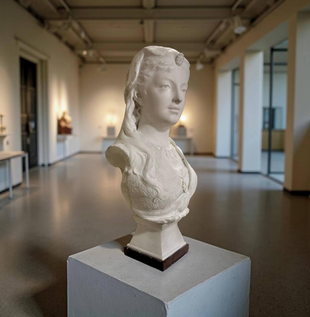 Grande Busto Orientalista in Marmo di Armida Scuola Francese XIX secolo Firmato For Sale 1