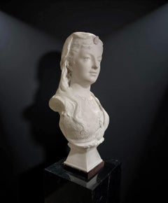 Grande Busto Orientalista in Marmo di Armida Scuola Francese XIX secolo Firmato