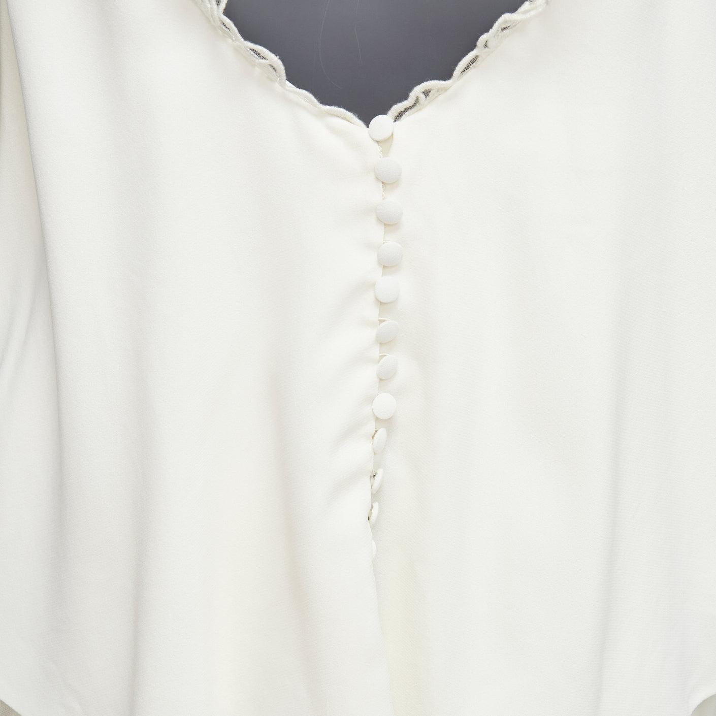 RIME ARODAKY Lavender white spaghetti strap lace trim layered long dress US0 XS For Sale 3