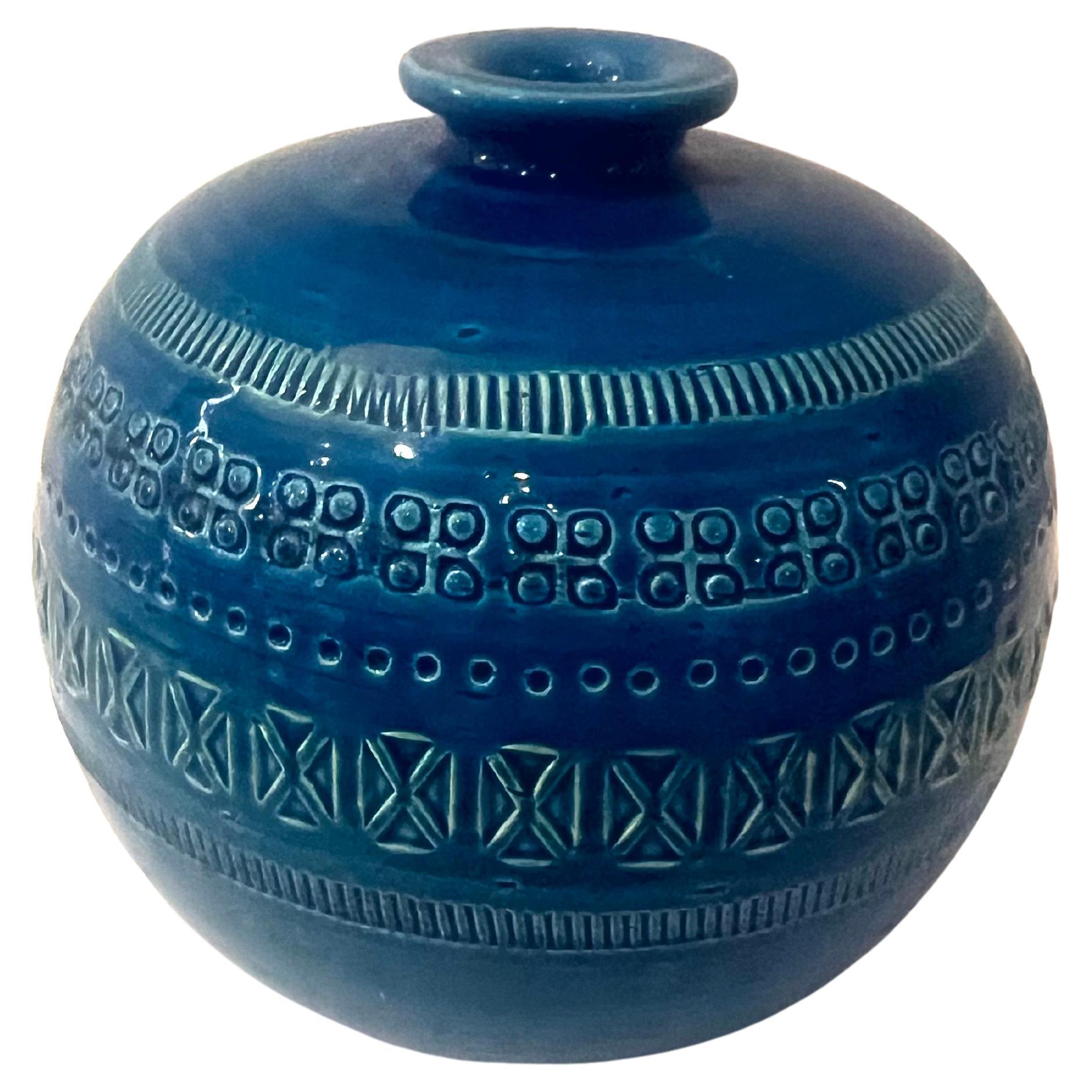Mid-Century moderno Rimini Blu Aldo Londi per Bitossi Ball Vaso in ceramica in vendita