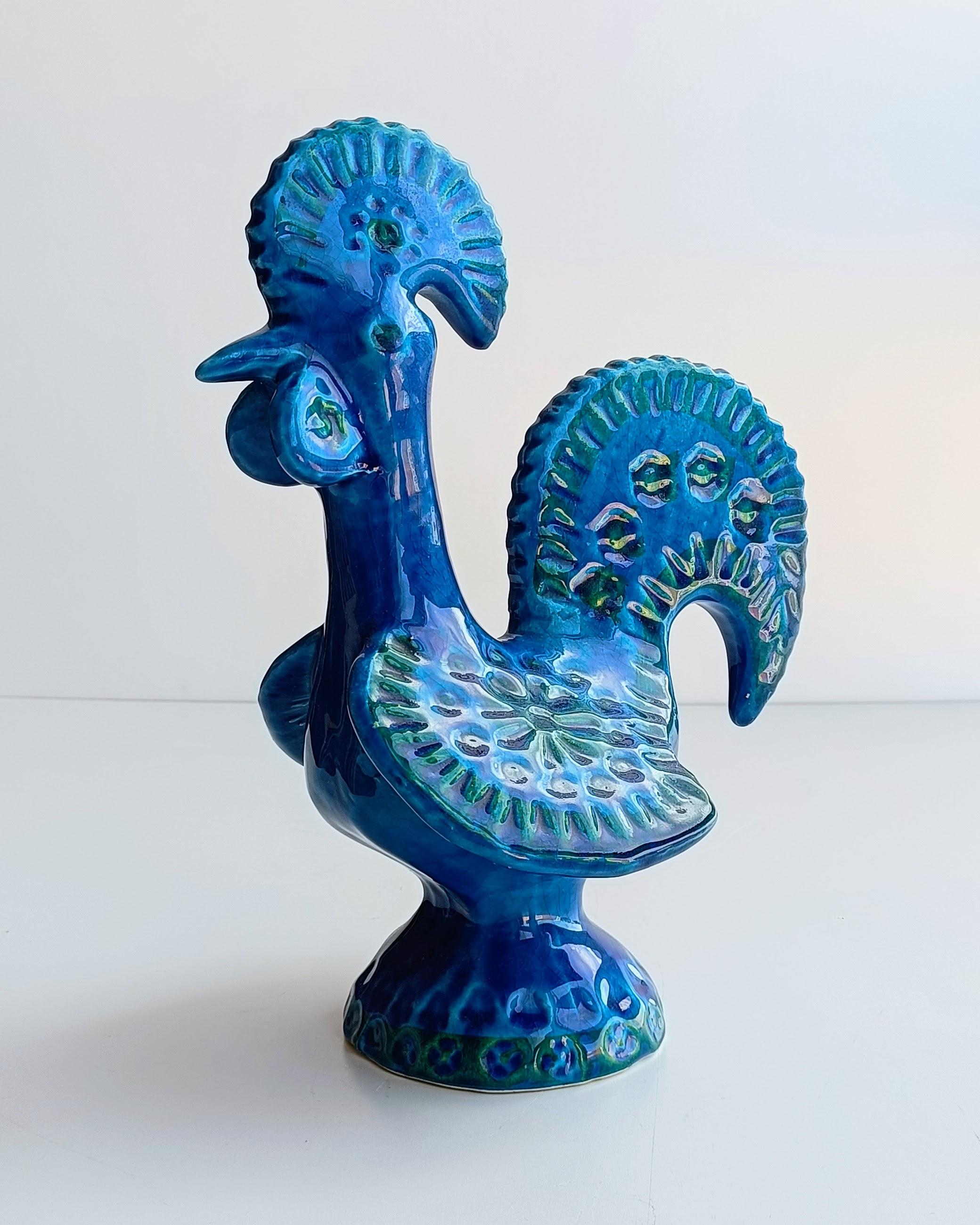 Rimini Blu by Aldo Londi for Bitossi Ceramic  Rooster 1960s In Excellent Condition In Valencia, VC