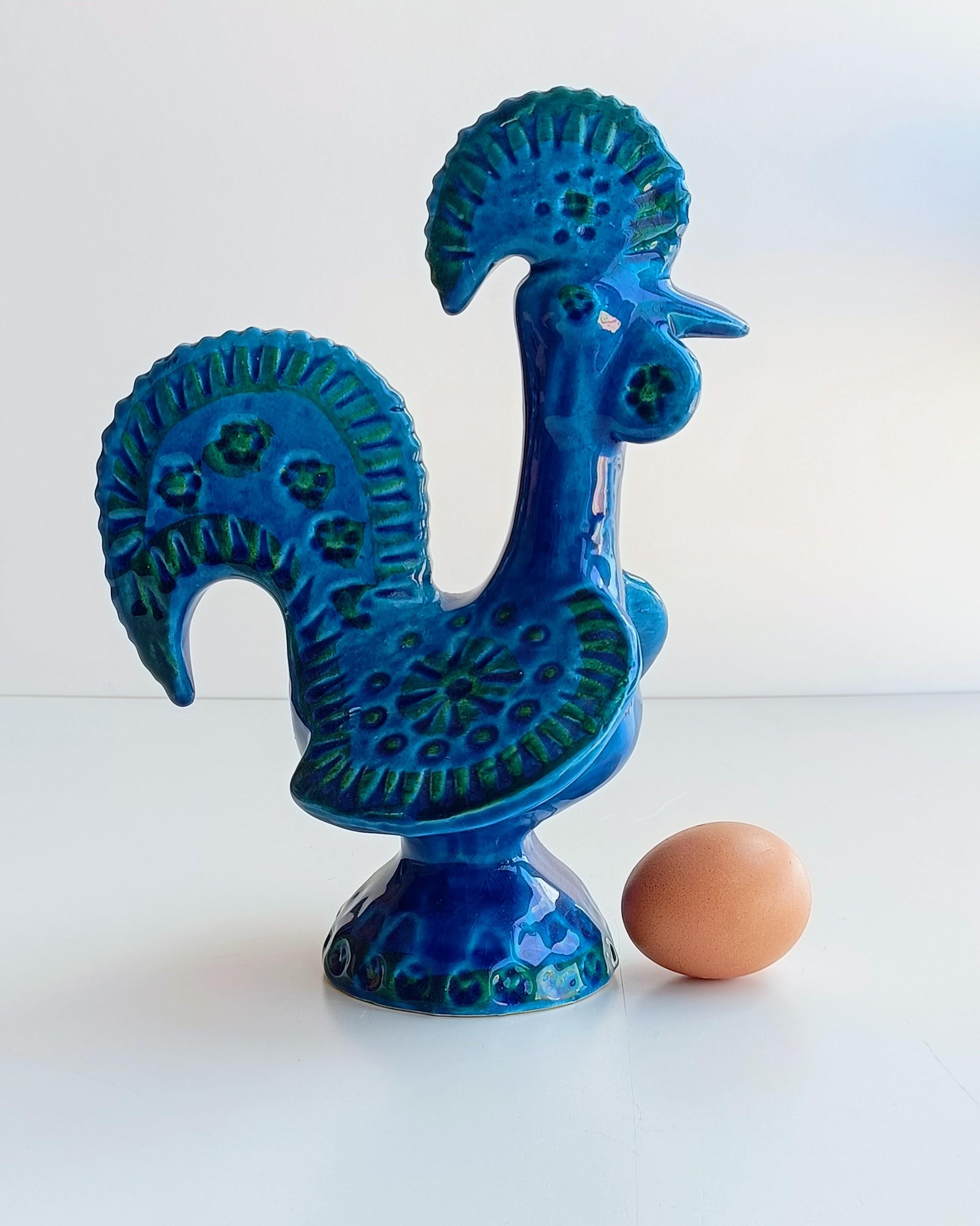 Rimini Blu by Aldo Londi for Bitossi Ceramic  Rooster 1960s 1