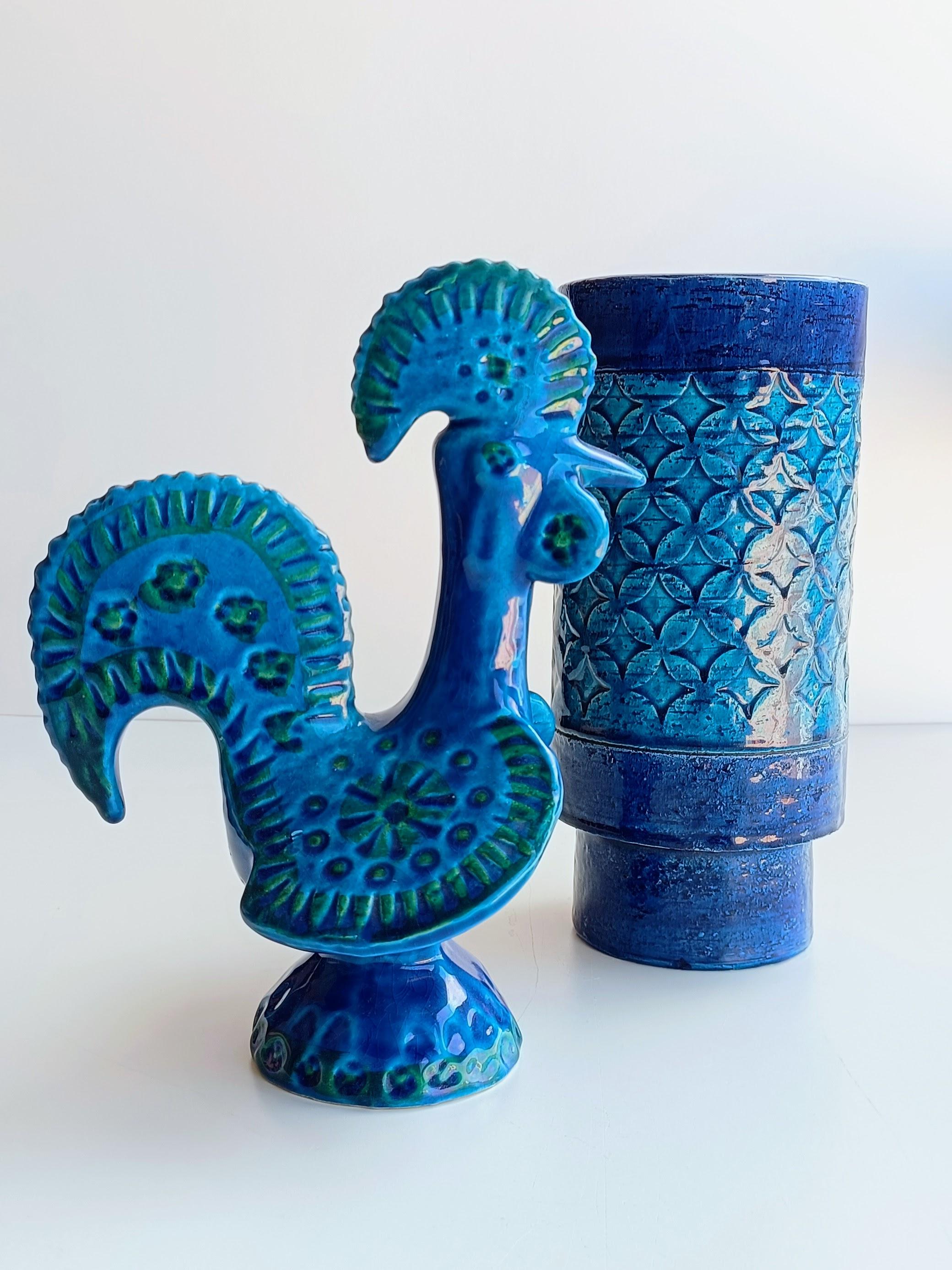 Rimini Blu by Aldo Londi for Bitossi Ceramic  Rooster 1960s 2