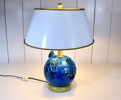 Rimini Blu Ceramic Fish Lamp by Aldo Londi for Bitossi, Italy 1970s