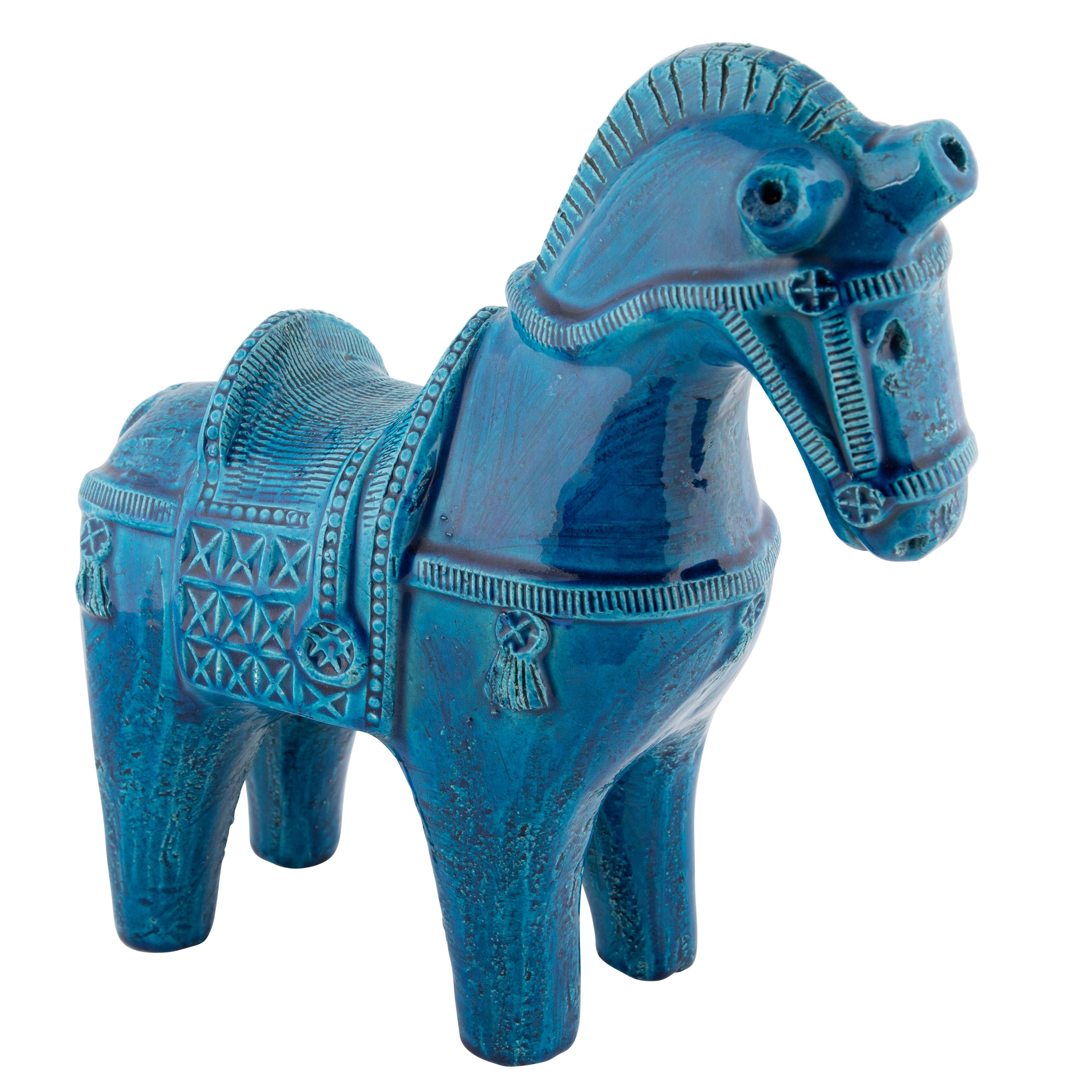 "Rimini Blu" Ceramic Horse by Aldo Londi for Bitossi, circa 1960s For Sale