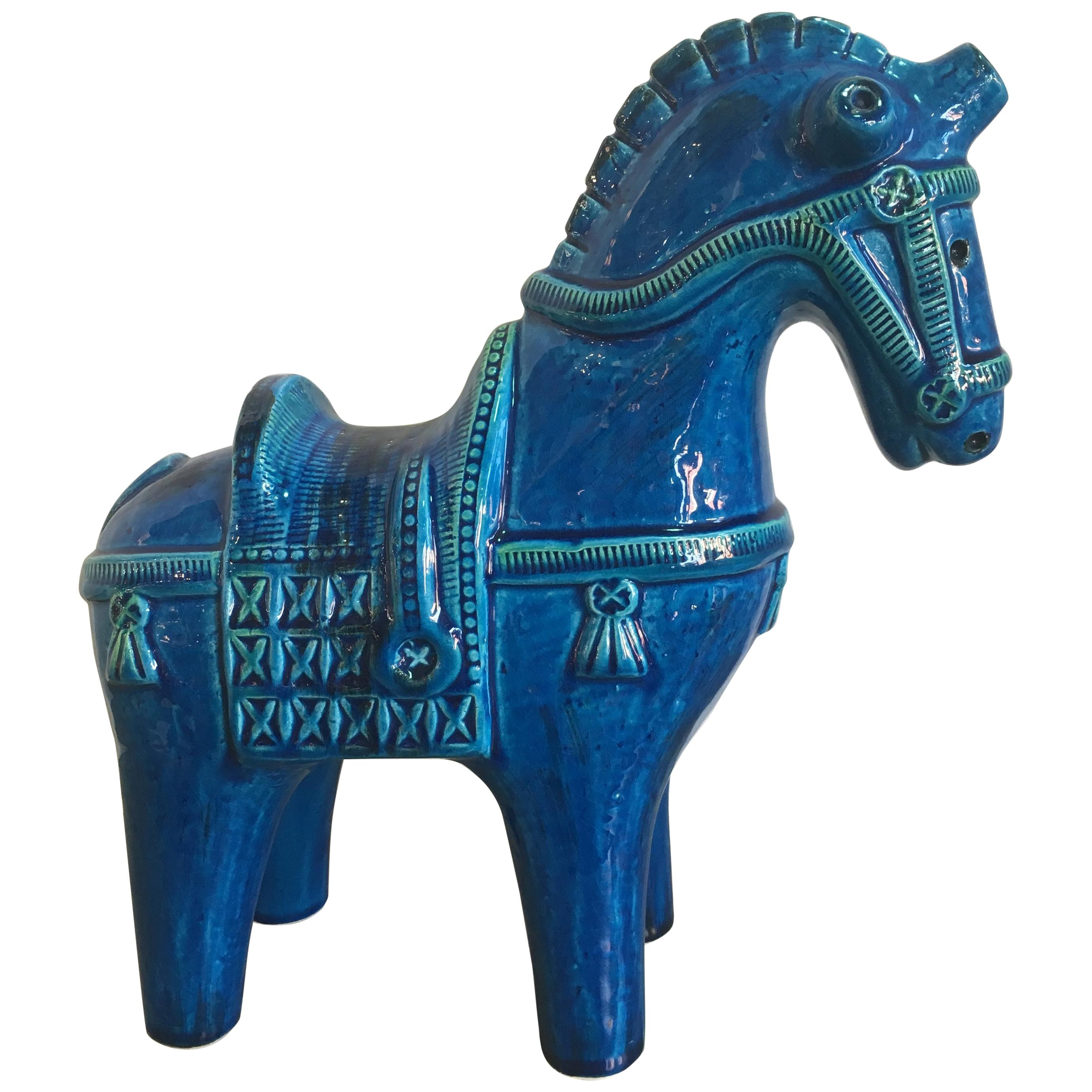 "Rimini Blu" Ceramic Horse by Aldo Londi for Bitossi/Flavia