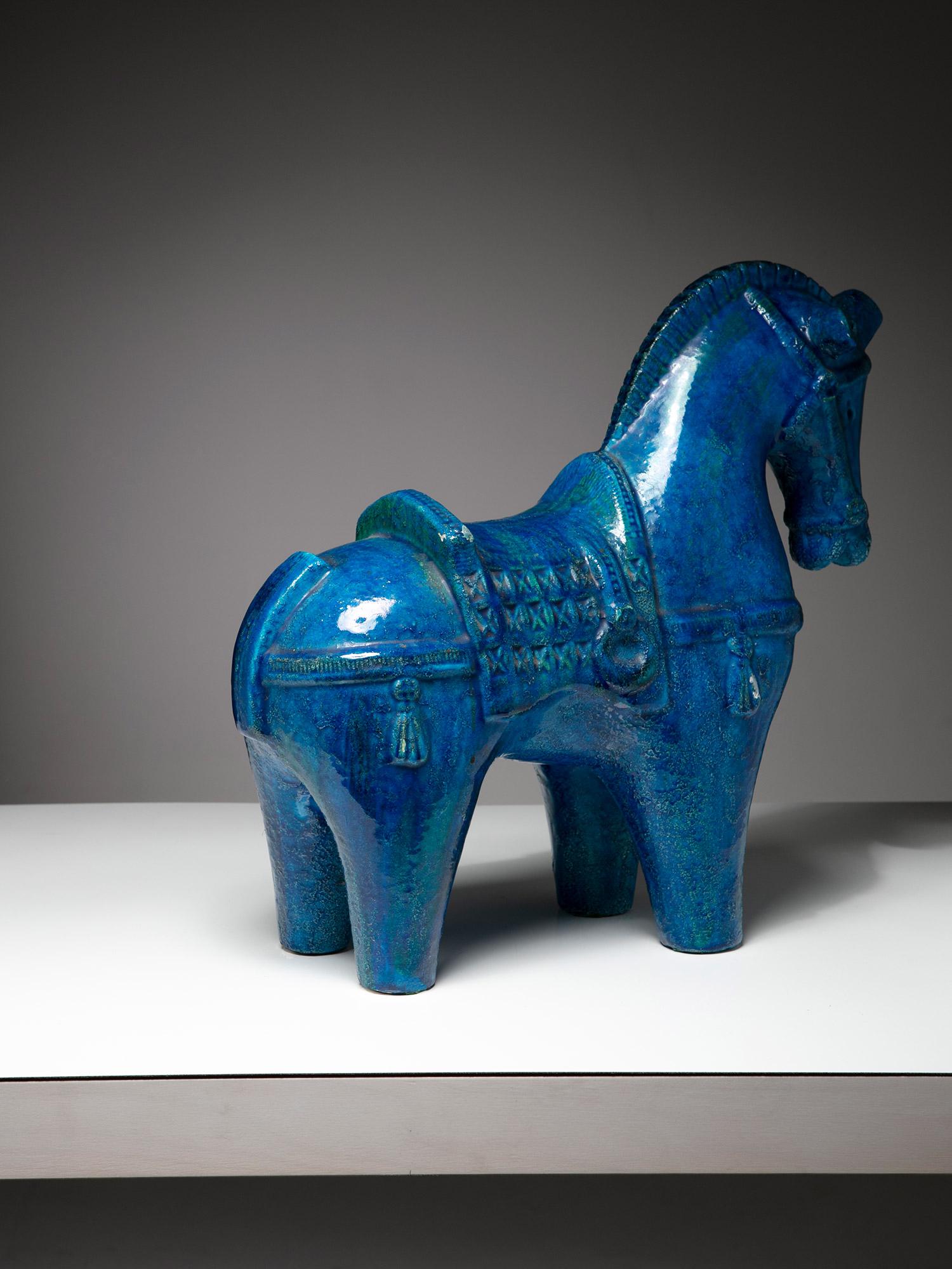 Rimini Blu Keramikpferd-Skulptur von Aldo Londi für Bitossi, Italien,  1960s im Zustand „Gut“ im Angebot in Milan, IT