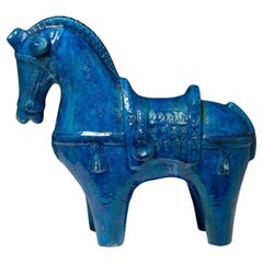 Rimini Blu Ceramic Horse by Aldo Londi for Bitossi 