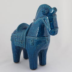 ‘Rimini Blu’ Ceramic Horse by Aldo Londi for Bitossi, circa 1960s
