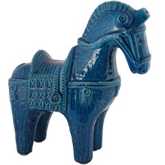 ‘Rimini Blu’ Ceramic Horse by Aldo Londi for Bitossi, circa 1960s