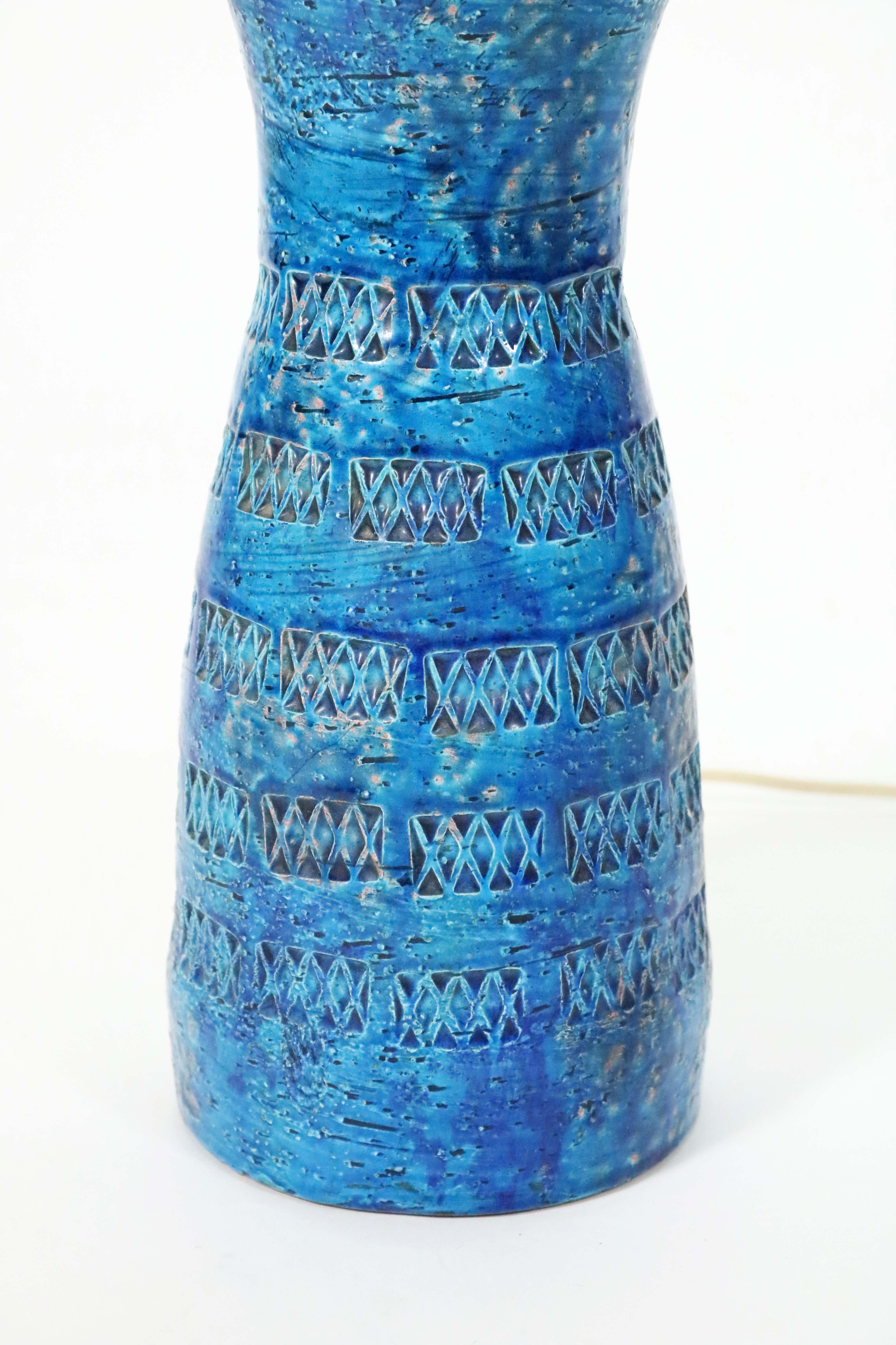 Mid-Century Modern 'Rimini Blu' Ceramic Lamp by Aldo Londi for Bitossi