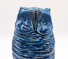 Rimini Blu Ceramic Owl by Aldo Londi for Bitossi Ceramics, Italy, c. 1960