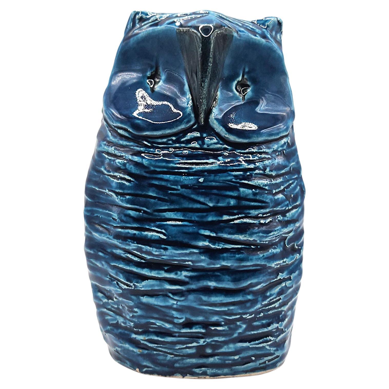 Gufo in ceramica Rimini Blu di Aldo Londi per Bitossi Ceramics, Italia, 1960 ca.
