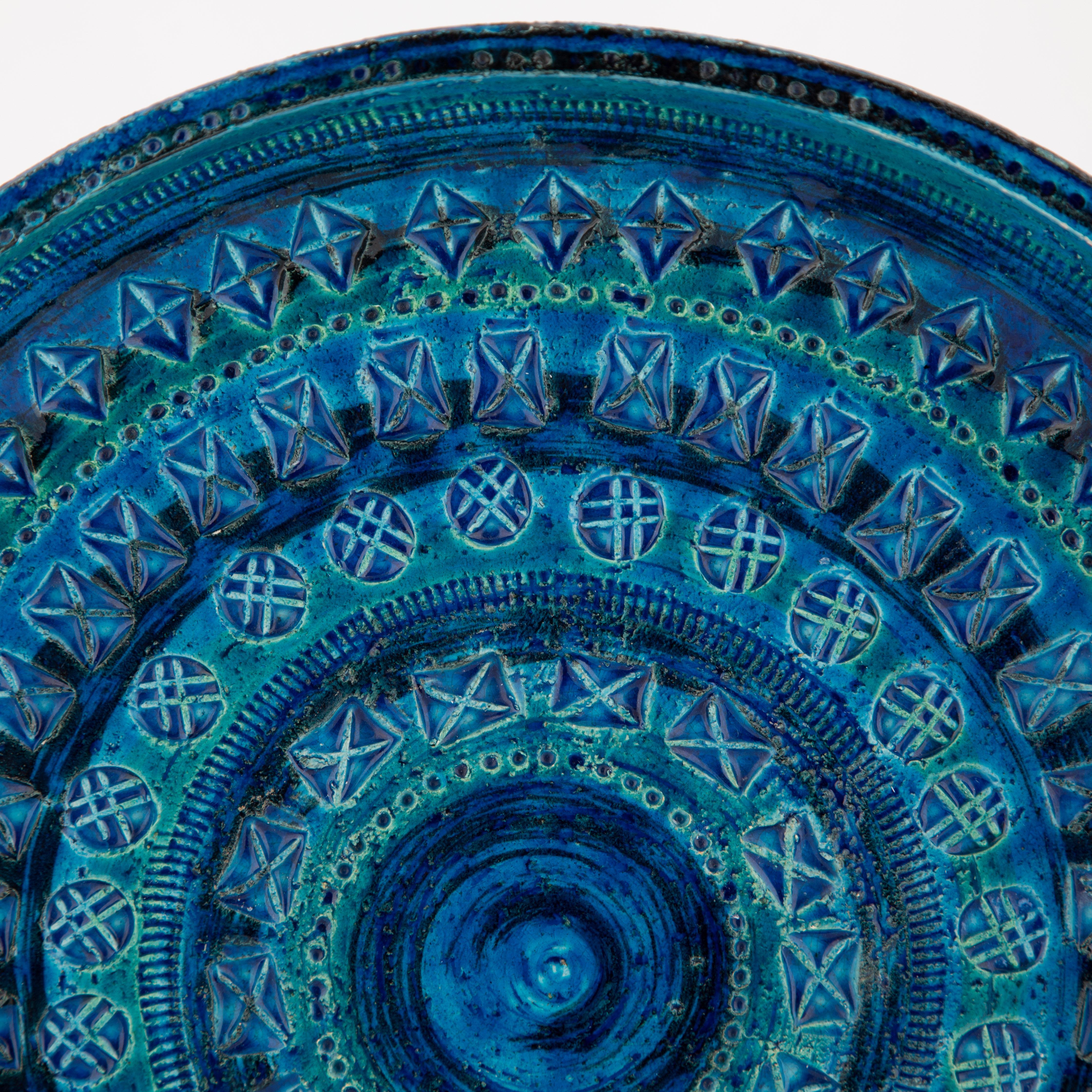 Blue ceramic centrepiece bowl or platter from Aldo Londi's iconic 