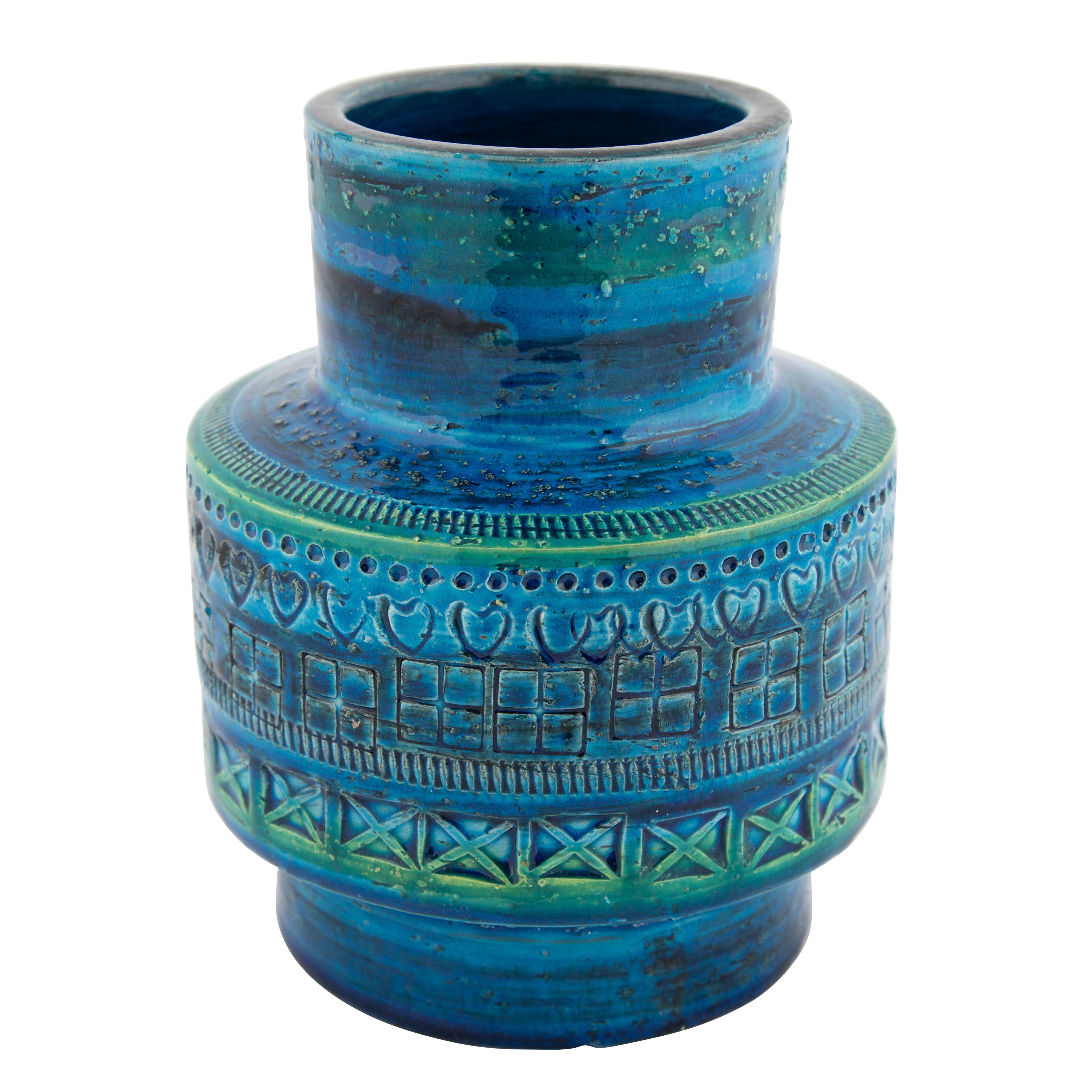 "Rimini Blu" Ceramic Vase by Aldo Londi for Bitossi, circa 1960s For Sale