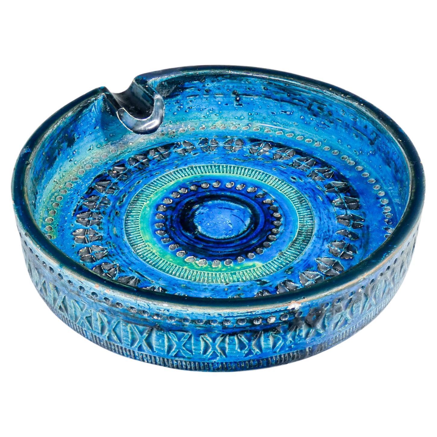 "Rimini Blu" glazed ceramic ashtray by Aldo LONDI for Bitossi. Italy, 1960s