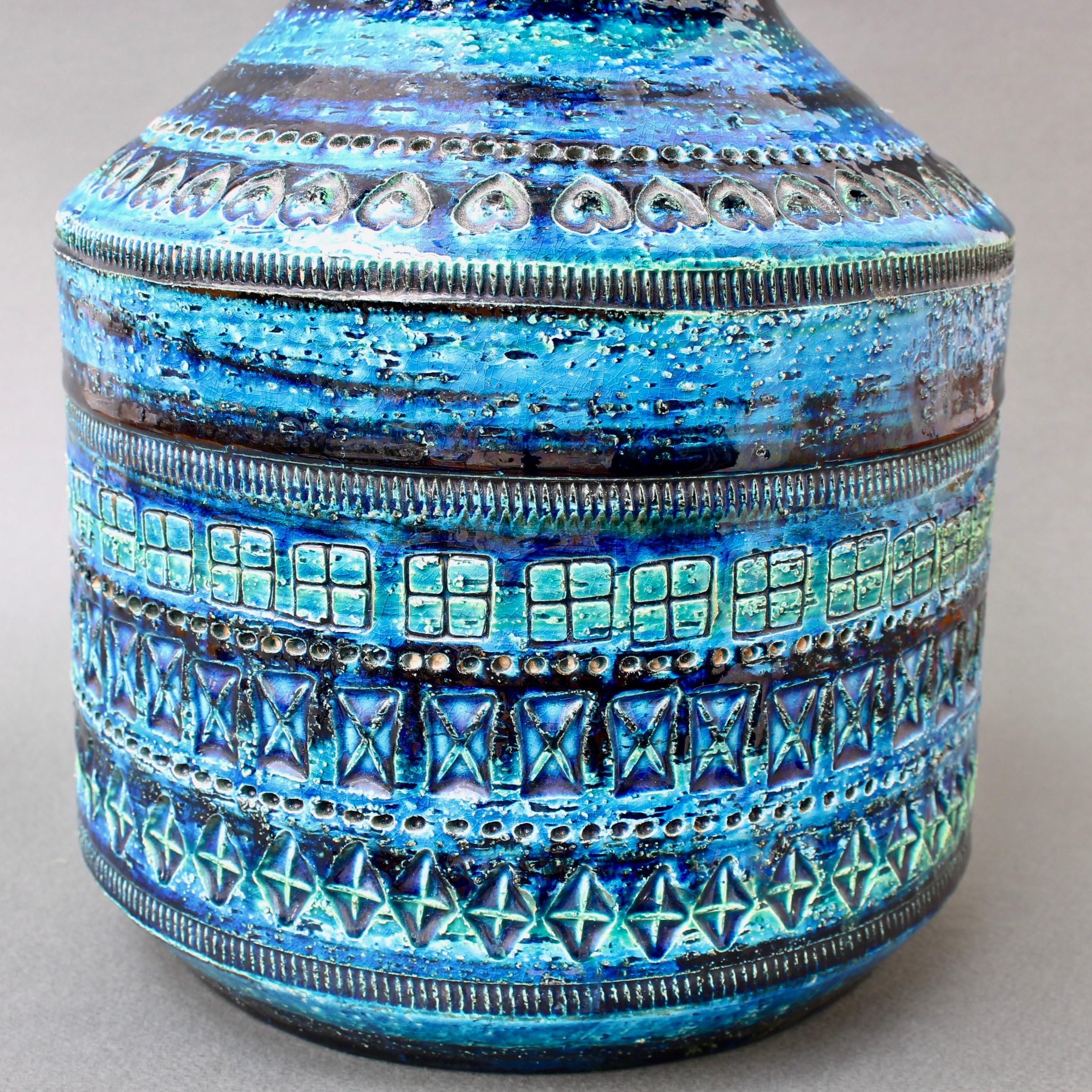 Rimini Blu Vase with Geometric Shapes, Aldo Londi for Bitossi, circa 1960s-1970s In Good Condition In London, GB