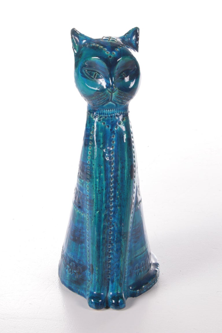 Italian Rimini Blue Cat Made of Ceramics by Aldo Londi, 1960 For Sale