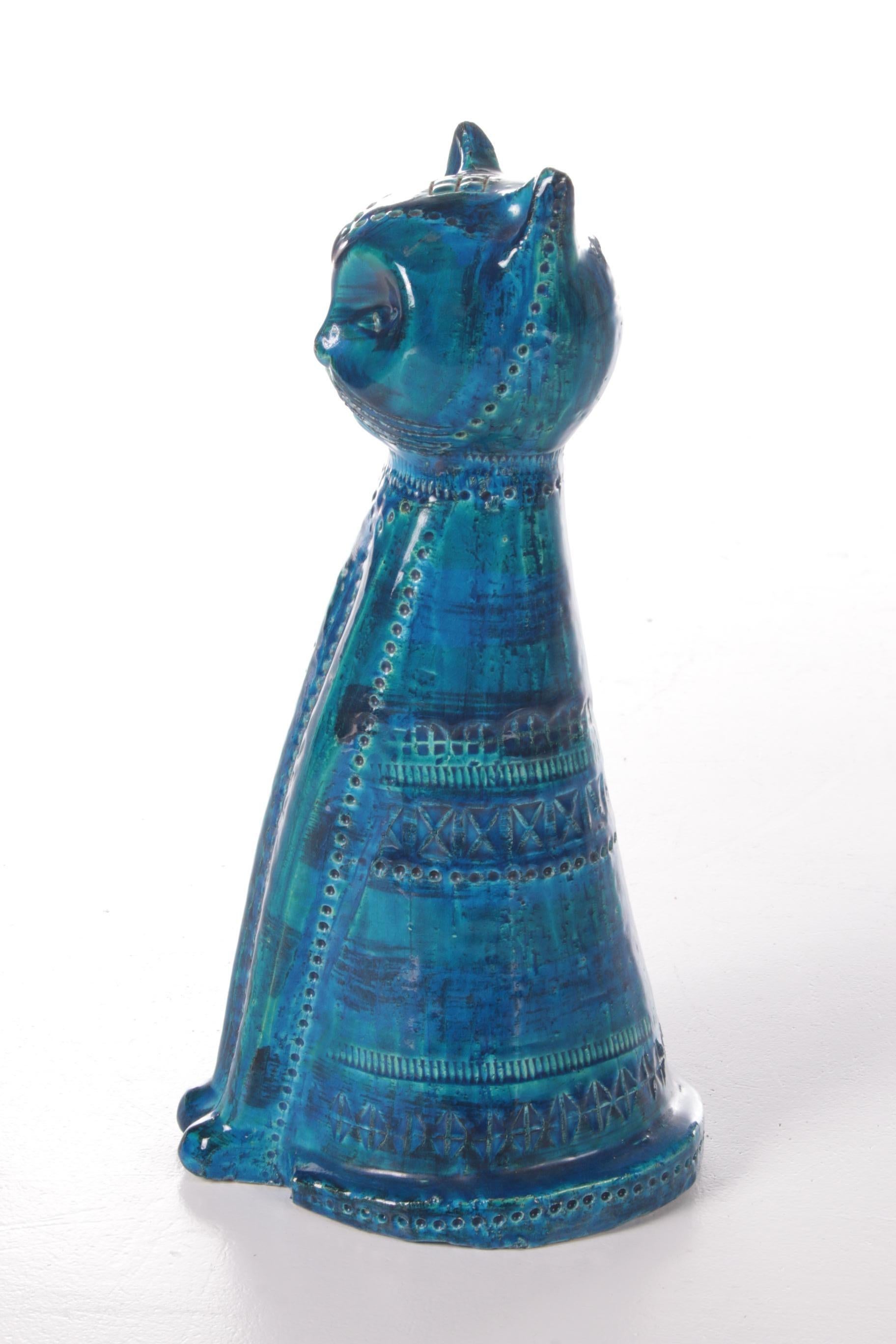 Mid-Century Modern Rimini Blue Cat Made of Ceramics by Aldo Londi, 1960 For Sale