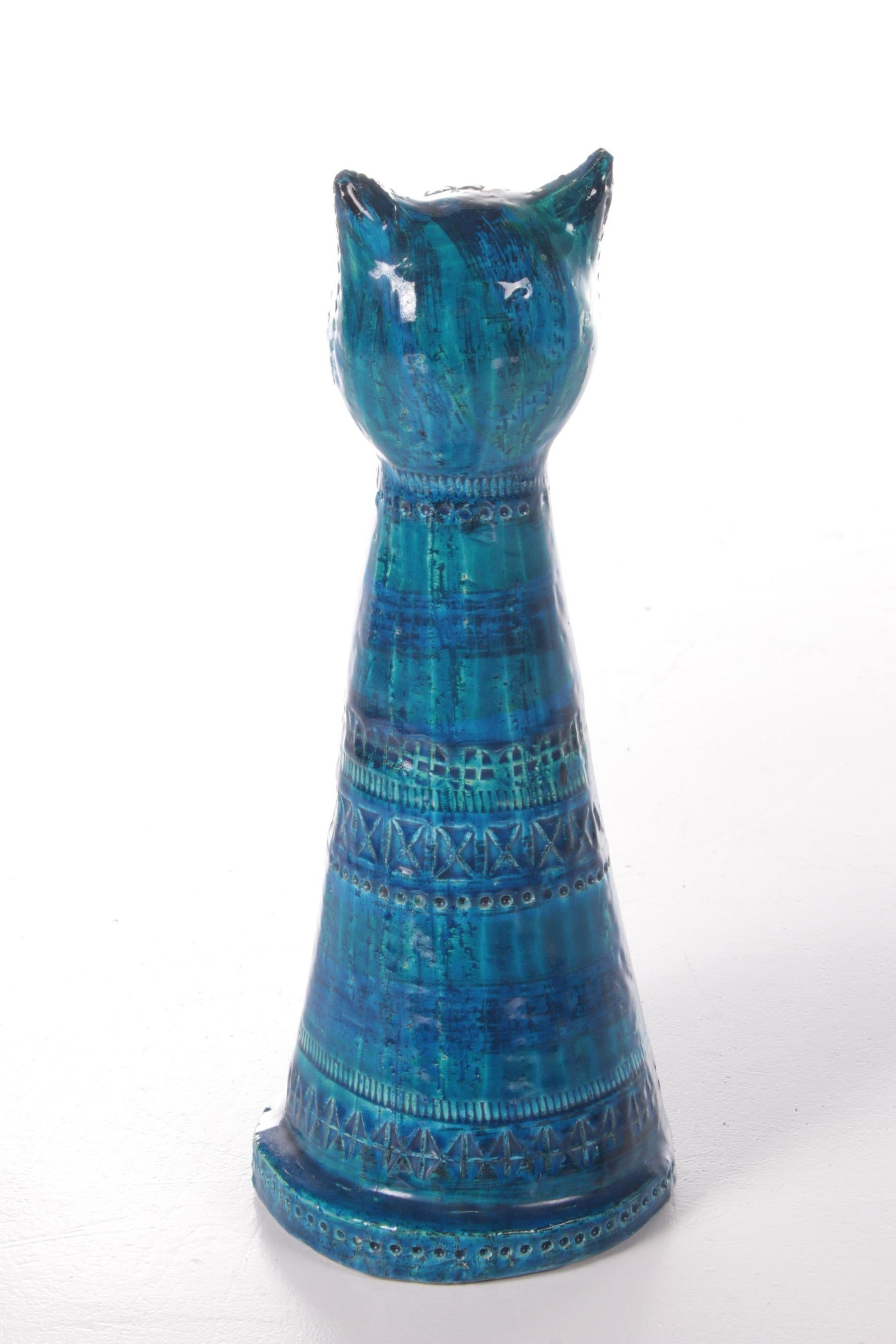 Italian Rimini Blue Cat Made of Ceramics by Aldo Londi, 1960 For Sale